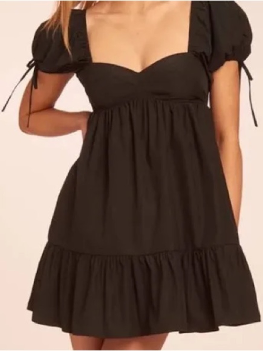Amanda Uprichard Black Sweetheart Puff-Sleeve Mini Dress